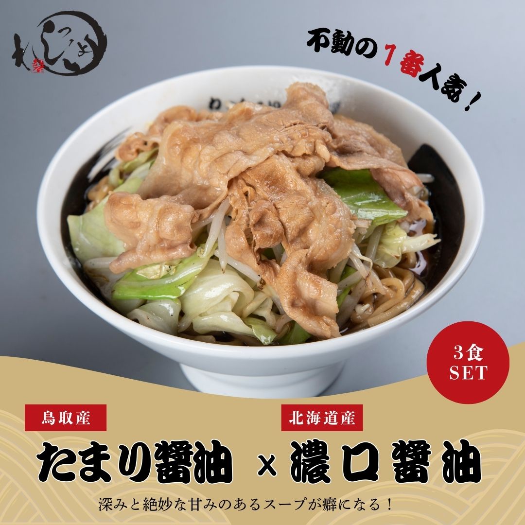 【麺屋わっしょい】男の根性黒醤油 3食セット